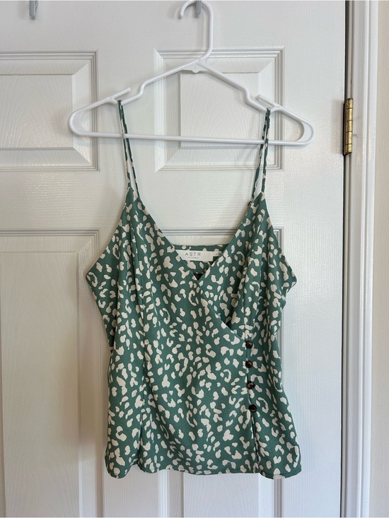Astr Tops - Astr Sage and Cream Flowy Wrap-Style Cami Whimsy 90s Romantic Blouse